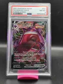2021 POKEMON SWORD & SHIELD FUSION STRIKE #157 FULL ART/GENGAR VMAX PSA 8 - Image 1