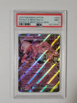 2025 POKEMON SVP EN-SV BLACK STAR PROMO #205 TEAM ROCKET'S MEWTWO EX PSA 9 - Image 1
