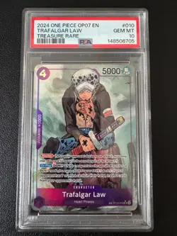 PSA 10 TRAFALGAR LAW TREASURE RARE (ST10-010)(TR)(OP07) One Piece Card - Image 1