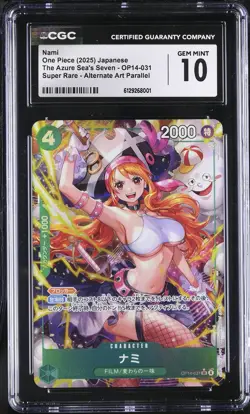 CGC 10 Nami OP14-031 The Azure Sea's Seven Japanese One Piece Card TCG 001 - Image 1