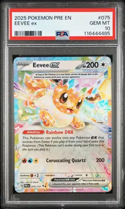 2025 POKEMON PRE EN-PRISMATIC EVOLUTIONS #075 EEVEE EX PSA 10 - Image 1
