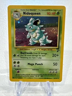 Pokemon Nidoqueen TCG Holo Unlimited Rare Card 12/130 Base Set 2 Swirl - Image 1