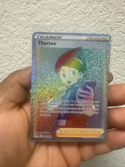 Pokemon TCG Thorton Rainbow Full Art Trainer Card 210/196 Lost Origin - Image 1