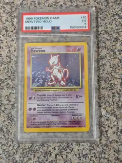 1999 Pokemon Game 10 Mewtwo- Holo Base Set PSA 5 EXCELLENT! - Image 1