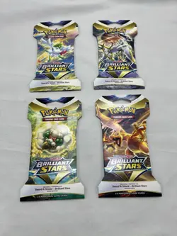 Pokemon Brilliant Stars Sleeved Booster Pack. Lot of 4. Complete Art Set - Image 1