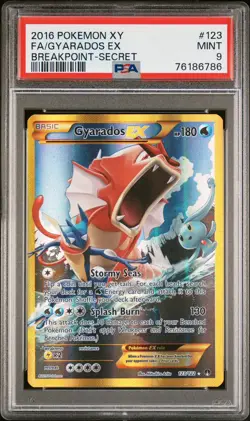 2016 POKEMON XY BREAKPOINT SECRET #123 FULL ART/GYARADOS EX PSA 9 - Image 1