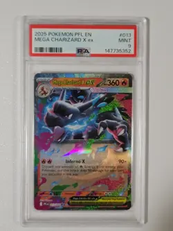 2025 POKEMON PFL EN-PHANTASMAL FLAMES #013 MEGA CHARIZARD X EX PSA 9 - Image 1