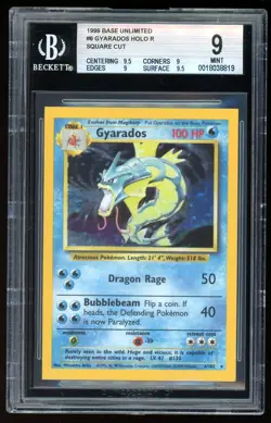 1999 Pokemon Base Set Gyarados Holo ERROR Square Cut BGS 9 Rare Misprint - Image 1