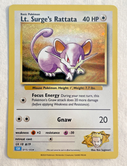 1x Lt. Surge's Rattata 015/034 CLB Trading Card Game Classic Holo Pokemon NM - Image 1