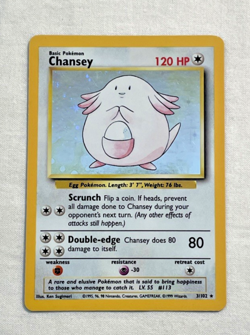 1x Chansey Base Set Holo Rare 3/102 Pokemon Card LP - Image 1