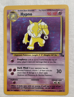 1x Hypno Holo Rare 8/62 Fossil Unlimited Pokemon Card LP/NM - Image 1
