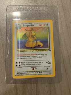 Pokemon TCG Dragonite Fossil Holo Unlimited Rare Card 4/62 Vintage WOTC - Image 1