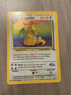 Pokemon TCG Dragonite Fossil Holo Unlimited Rare Card 4/62 Vintage WOTC - Image 2