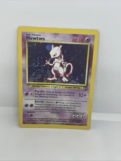2000 Pokemon Base Set 2 Mewtwo Holo Rare #10/130 With Swirl MP - Image 2