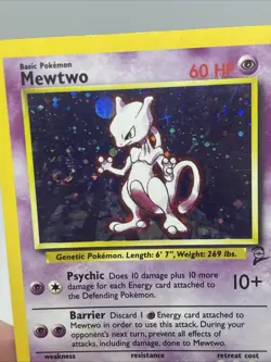 2000 Pokemon Base Set 2 Mewtwo Holo Rare #10/130 With Swirl MP - Image 4