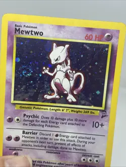 2000 Pokemon Base Set 2 Mewtwo Holo Rare #10/130 With Swirl MP - Image 5