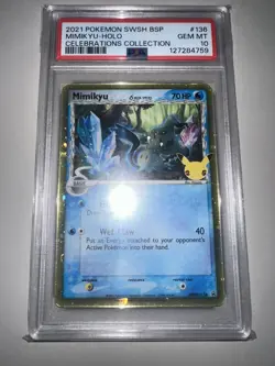 PSA 10 MIMIKYU SWSH136 Delta Species Celebrations Promo Black Star Pokemon 25th - Image 1