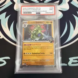 2025 Pokemon DRI EN Team Rocket's Tyranitar Pokemon Center Exclusive #096 PSA 9 - Image 1