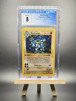 1999 POKEMON MACHAMP 1ST EDITION SHADOWLESS HOLO #8 BASE SET GAME CGC 8 WOTC - Image 1