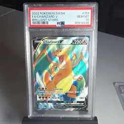Pokemon Charizard V Full Art 153/172 Swsh09: Brilliant Stars Holo PSA 10 - Image 1