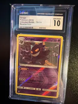 2019 POKEMON UNBROKEN BONDS - REVERSE HOLO #70/214 GENGAR CGC 10 GEM MINT - Image 1