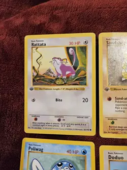 6x 1st Ed. Shadowless Lot Porygon Nidorino Doduo Sandshrew MP Base Set Pokemon - Image 2