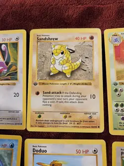 6x 1st Ed. Shadowless Lot Porygon Nidorino Doduo Sandshrew MP Base Set Pokemon - Image 3
