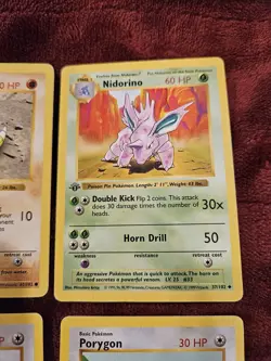 6x 1st Ed. Shadowless Lot Porygon Nidorino Doduo Sandshrew MP Base Set Pokemon - Image 4