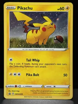 Pikachu SWSH039 SM Sword & Shield Promo Promo Holo Holo Pokemon Card LP - Image 1