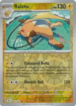 Raichu 52/162 Reverse Holo | Temporal Forces | Pokemon Card - Image 1