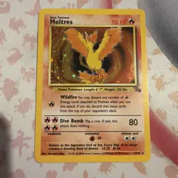 Moltres - 12/62 - Pokemon Fossil Unlimited Holo Rare Card WOTC NM - Image 1
