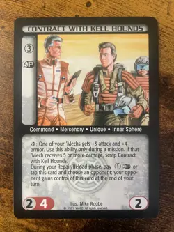Battletech CCG TCG Card Game Rare Counterstrike Contract with Kell Hounds - Image 1