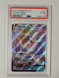 2021 Pokemon Sword & Shield Fusion Strike #114 Mew Vmax PSA 6 - Image 1