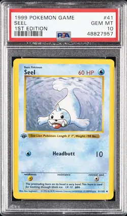1999 POKEMON BASE SET 1ST EDITION #41 SEEL PSA 10 - Image 1