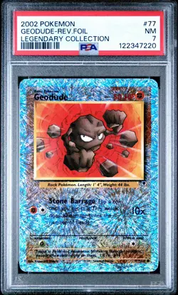 2002 POKEMON LEGENDARY COLLECTION #77 GEODUDE-REVERSE FOIL PSA 7 - Image 1