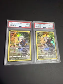2022 Pokemon SWSH Full Art Pikachu Lost Origin #TG05 Psa 8 Lot Of 2 Near Mint - Image 1