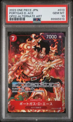 PSA 10 GEM MINT JAPANESE ONE PIECE 2022 Portgas D Ace OP02-013 Comic ALT ART - Image 1