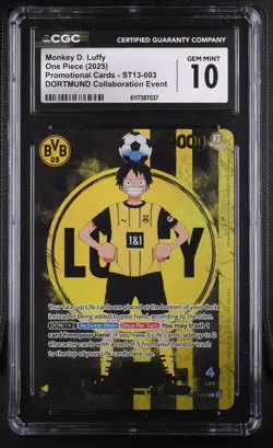 One Piece Monkey D. Luffy Promo ST13-003 TCG x Dortmund Event CGC 10 - Image 1