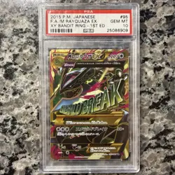 2015 POKEMON JPN XY BANDIT RING 1ST ED #095 FULL ART/M RAYQUAZA EX PSA 10 - Image 1