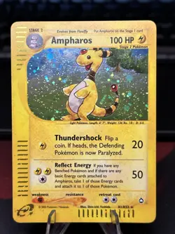 Ampharos Holo Rare H1/H32 Aquapolis Pokemon Card 2002 E Reader WoTC - Image 1