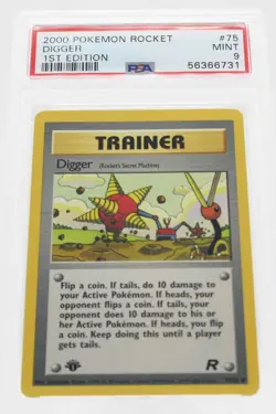 PSA 9 MINT 2000 Pokemon Team Rocket #75 Digger 1st Edition !!! - Image 1
