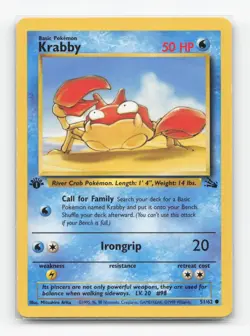 Pokemon TCG - Krabby 51/62 Moderately Played Common Fossil 1st Edition - Image 1