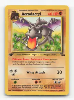 Pokemon TCG - Aerodactyl 16/62 Heavily Played Rare Fossil 1st Edition - Image 1