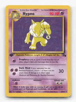 Pokemon TCG - Hypno 23/62 Lightly Played Rare Fossil 1st Edition - Image 1