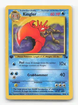 Pokemon TCG - Kingler 38/62 Lightly Played Uncommon Fossil 1st Edition - Image 1