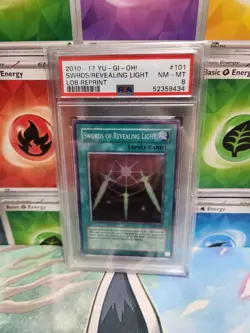 PSA 8 NM-MT Swords Of Revealing Light 101 2010-17 LOB Reprint Holo Yugioh Card - Image 1