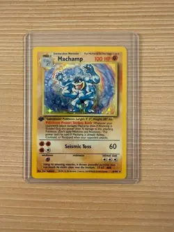 Machamp Pokemon TCG Base Set Holo Rare Card 1999 FIRST EDITION in Sleeve - Image 1