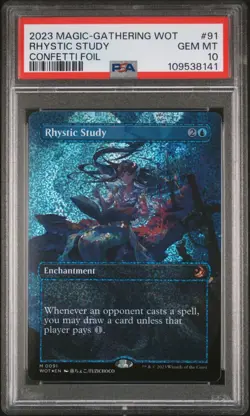 MTG - Wild Of Eldraine - Rhystic Study Anime Confetti Foil - PSA 10 - Image 1