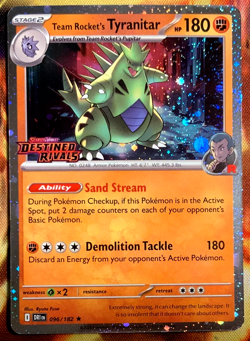 Pokemon Destined Rivals Team Rocket Tyranitar Stamped Promo 96 /182 With Swirl - Image 1
