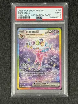 2025 POKEMON PRISMATIC EVOLUTIONS #155 ESPEON ex SPECIAL ILLUSTRATION RARE PSA 9 - Image 1